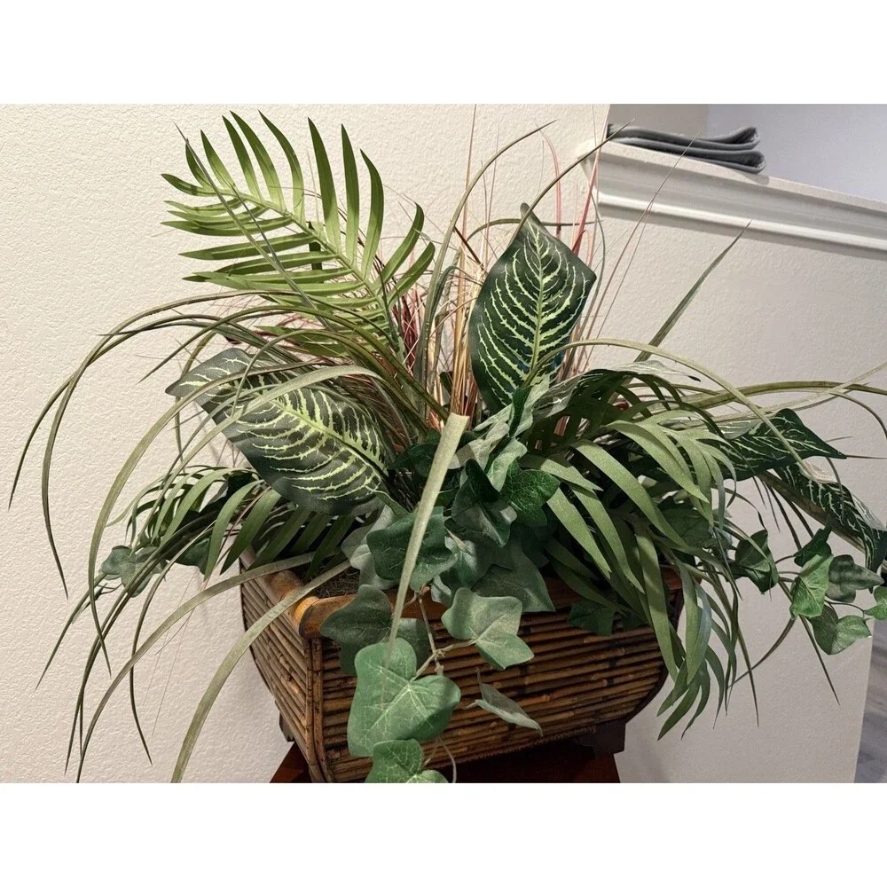 mixed foliage Collection Of Greenery plants & Cattails Zebra, Ferns,palms & Ivy